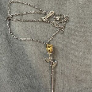 Elegant Two-Tone Rose Pendant Necklace